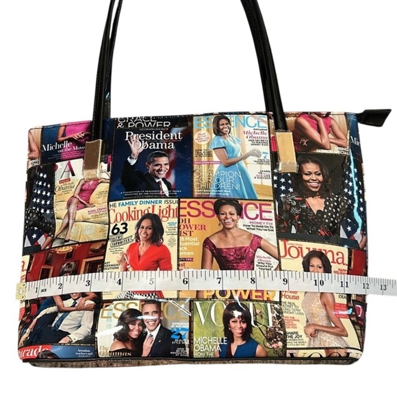 Michelle Obama First Lady Glossy Magazine Print Collage Vinyl Handbag Tote NWOT - Picture 15 of 16